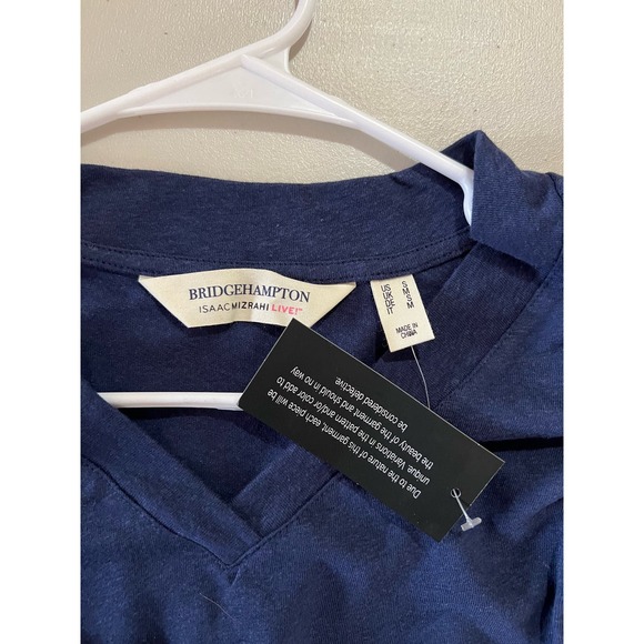 Isaac Mizrahi Live! Bridgehampton Knit Linen Blend V-Neck DARK NAVY NWT SIZE S - Picture 5 of 6